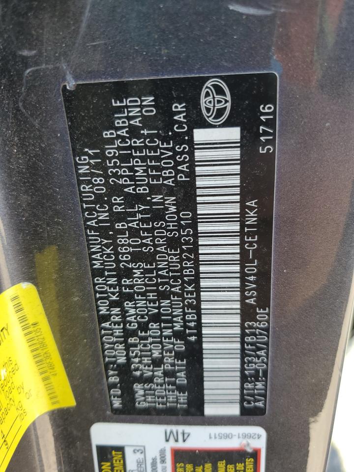 2011 Toyota Camry Base VIN: 4T4BF3EK1BR213510 Lot: 84579375