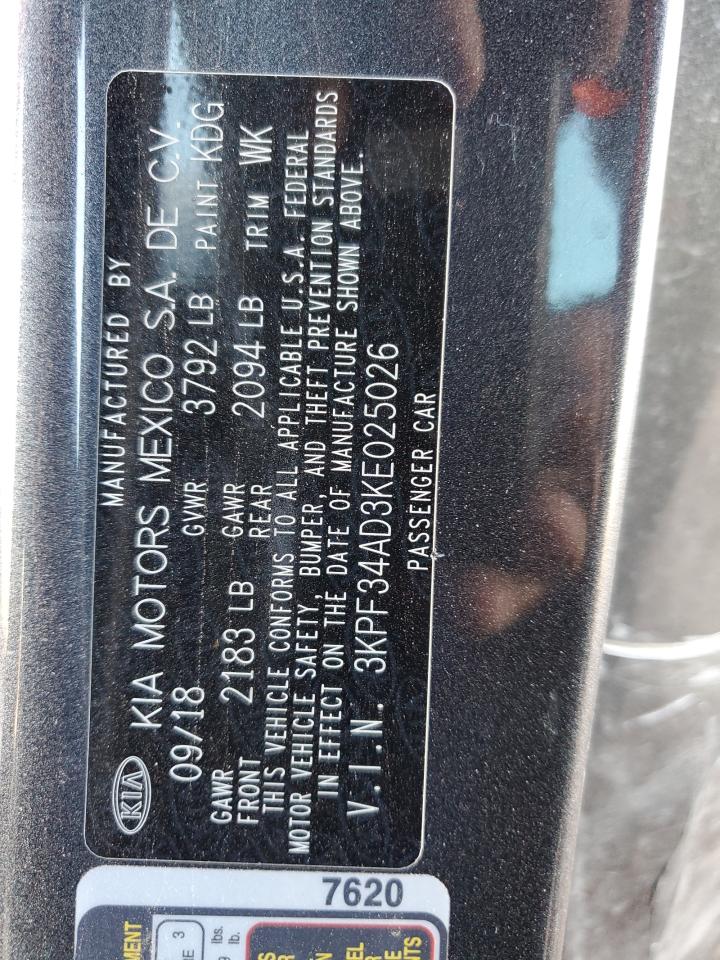 2019 Kia Forte Gt Line VIN: 3KPF34AD3KE025026 Lot: 82291555