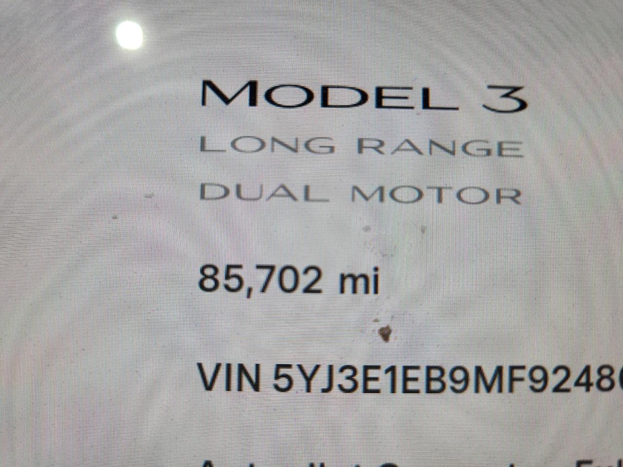 2021 Tesla Model 3 VIN: 5YJ3E1EB9MF924863 Lot: 86542895
