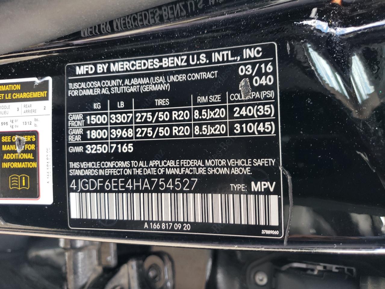 2017 Mercedes-Benz Gls 450 4Matic VIN: 4JGDF6EE4HA754527 Lot: 85698065