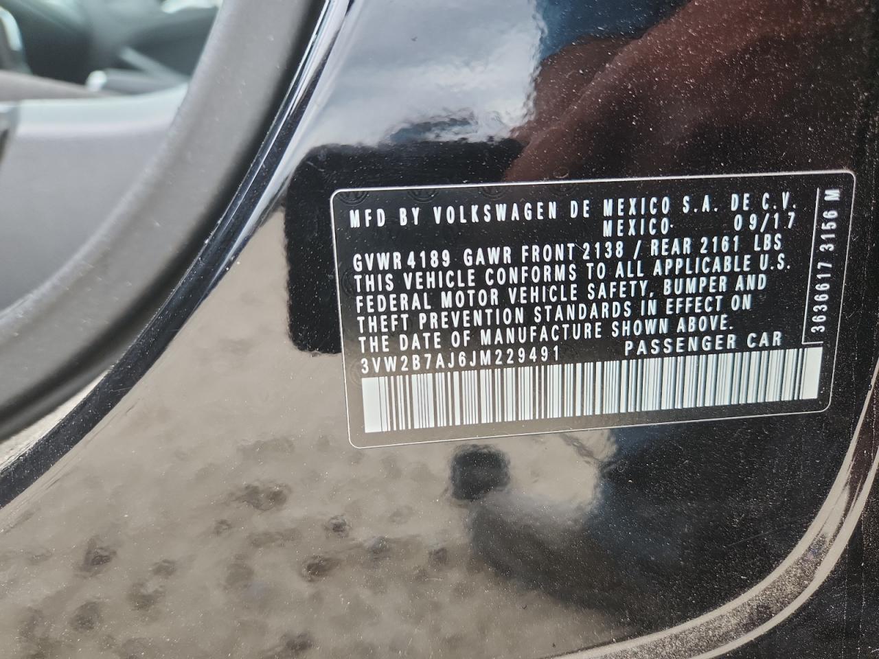 2018 Volkswagen Jetta S VIN: 3VW2B7AJ6JM229491 Lot: 85825425