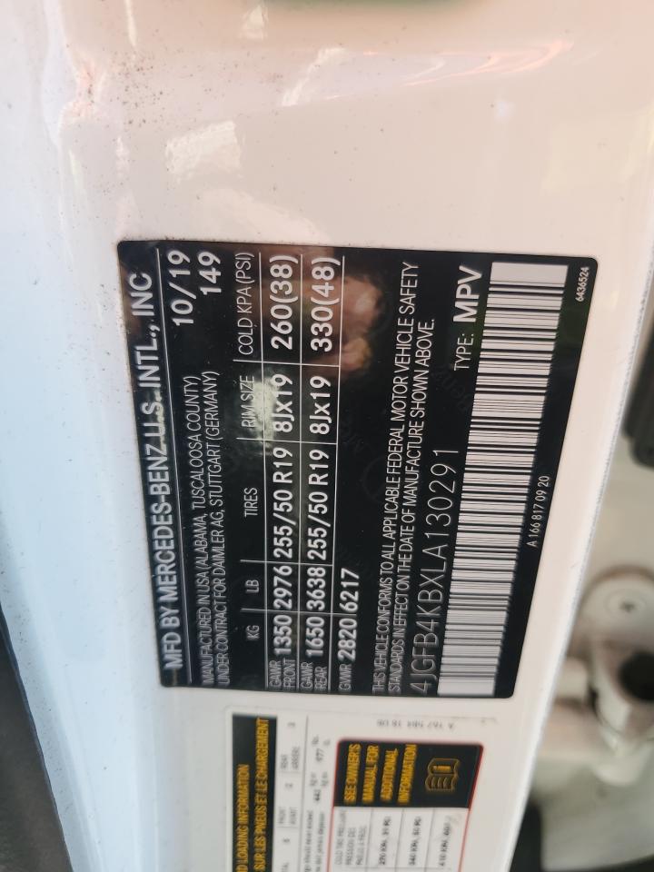 2020 Mercedes-Benz Gle 350 4Matic VIN: 4JGFB4KBXLA130291 Lot: 85875775