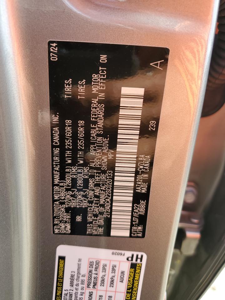 2025 Lexus Nx 250 Base VIN: 2T2ADCAZ2SC020133 Lot: 82772525