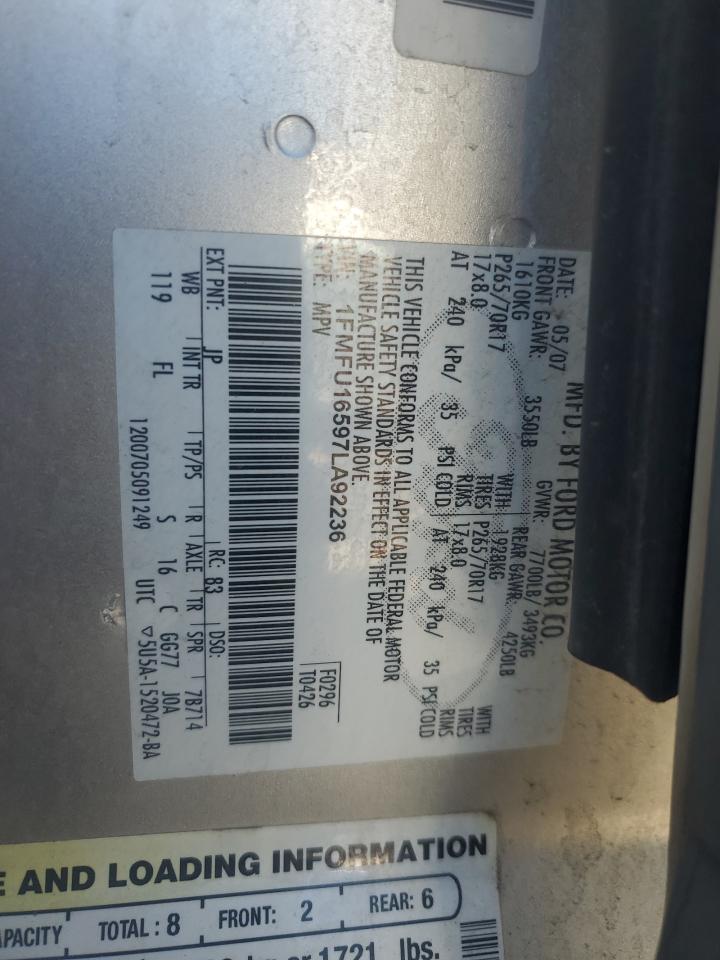 2007 Ford Expedition Xlt VIN: 1FMFU16597LA92236 Lot: 84655685