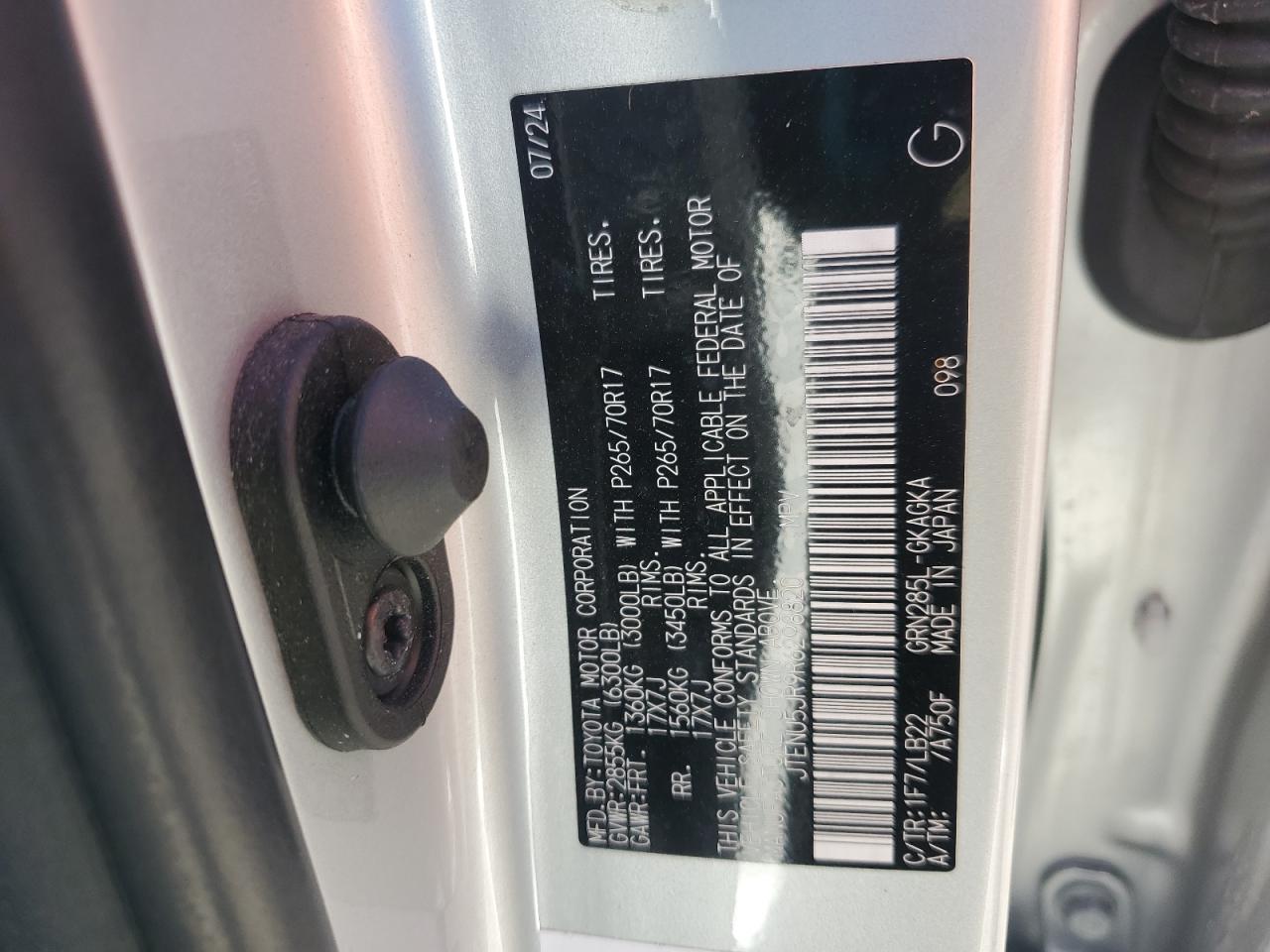 2024 Toyota 4Runner Sr5/Sr5 Premium VIN: JTENU5JR9R6298820 Lot: 84652085