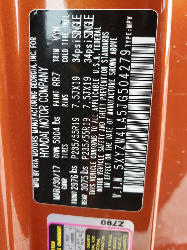 2018 Hyundai Santa Fe Sport VIN: 5XYZW4LA5JG504279 Lot: 82282265