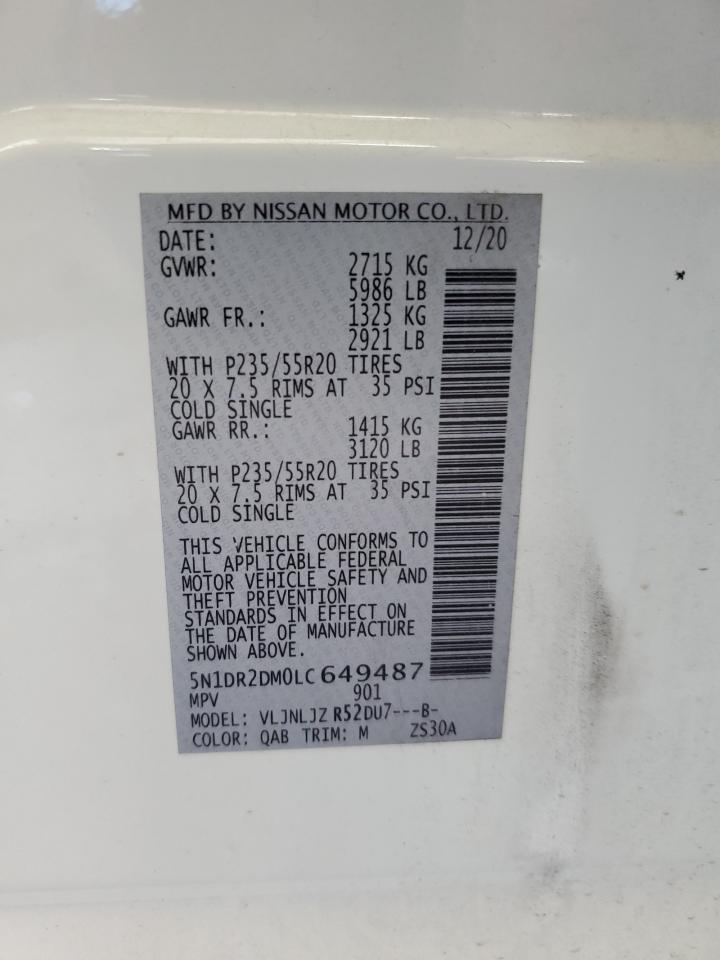 2020 Nissan Pathfinder Platinum VIN: 5N1DR2DM0LC649487 Lot: 84944005