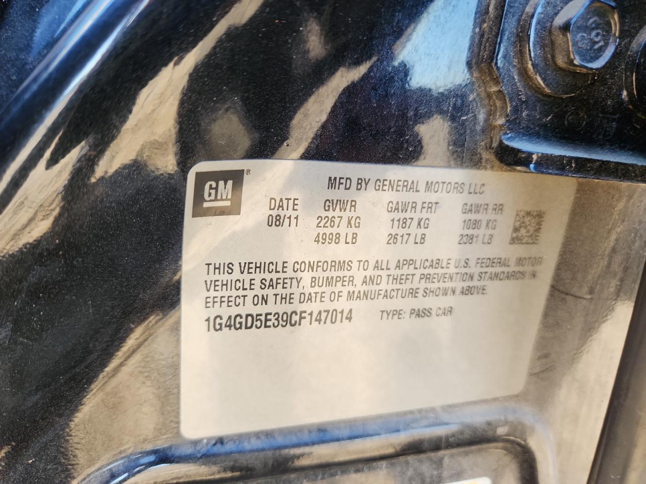 2012 Buick Lacrosse Premium VIN: 1G4GD5E39CF147014 Lot: 90720525