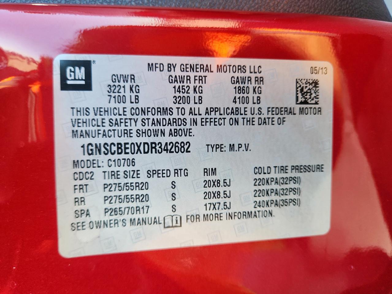 2013 Chevrolet Tahoe C1500 Lt VIN: 1GNSCBE0XDR342682 Lot: 90481475