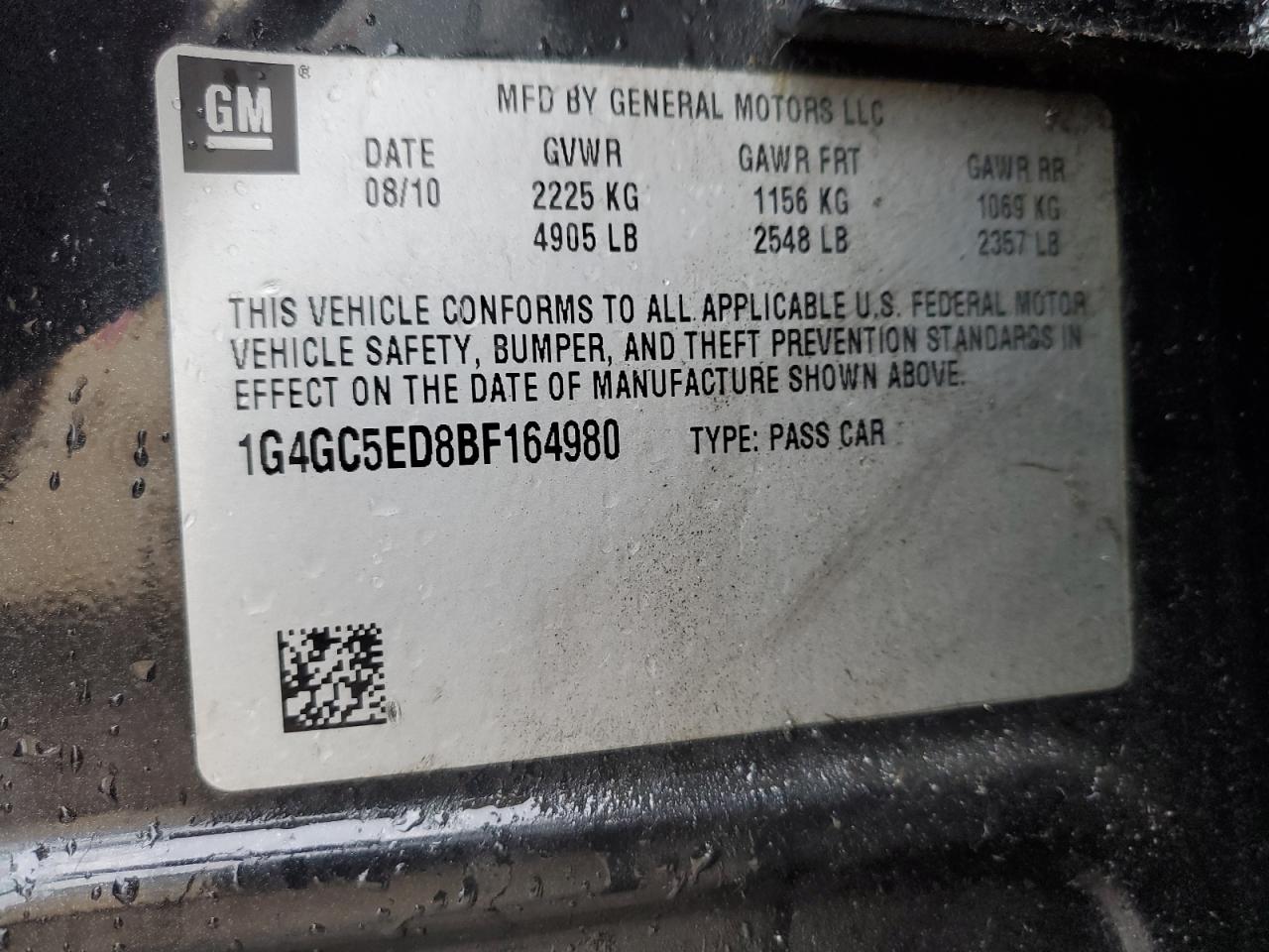 2011 Buick Lacrosse Cxl VIN: 1G4GC5ED8BF164980 Lot: 89686285