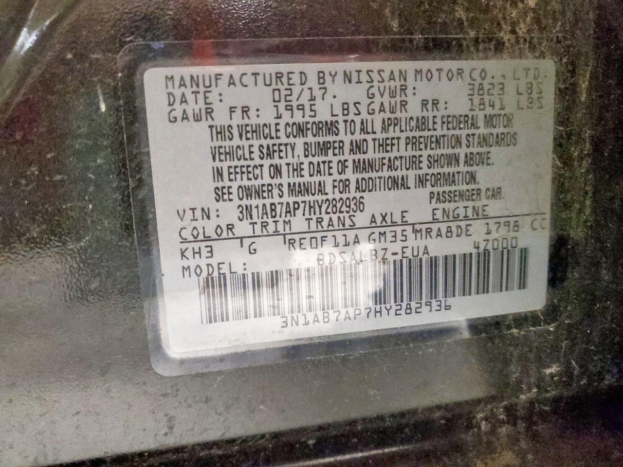 2017 Nissan Sentra S VIN: 3N1AB7AP7HY282936 Lot: 82449715