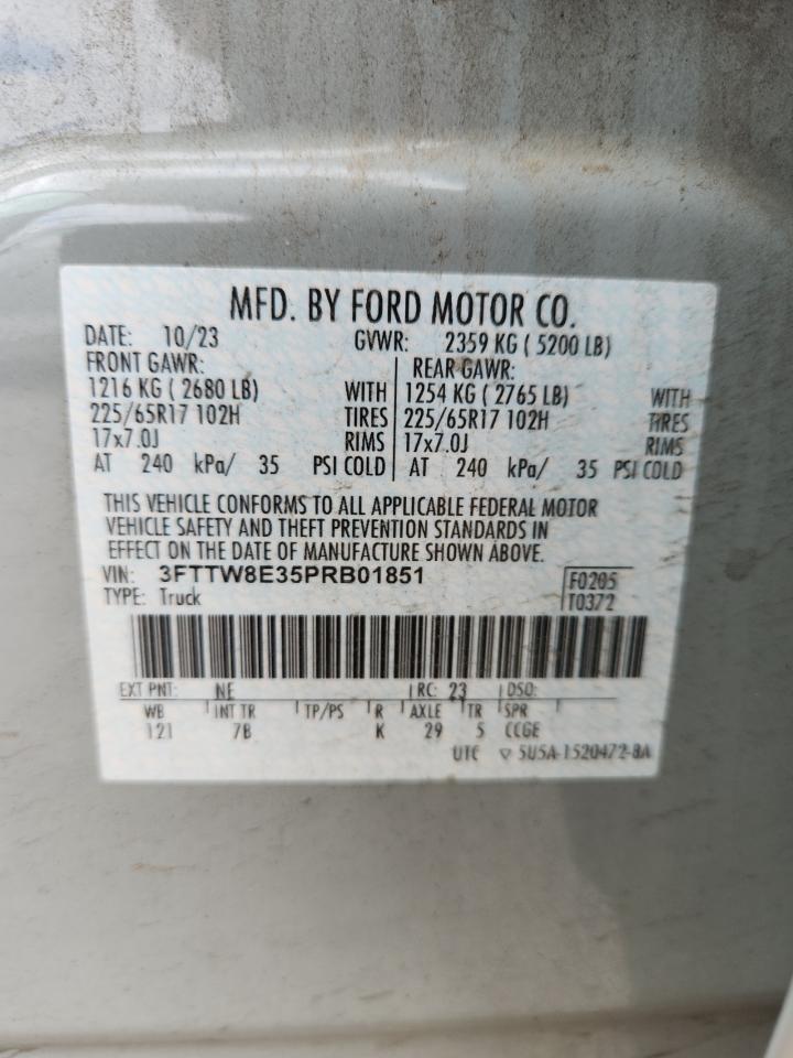 2023 Ford Maverick Xl VIN: 3FTTW8E35PRB01851 Lot: 90613335