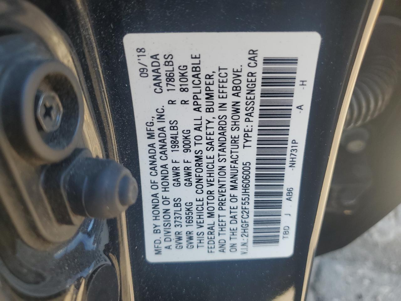 2018 Honda Civic Lx VIN: 2HGFC2F55JH606005 Lot: 81987845