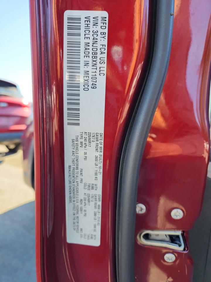 2022 Jeep Compass Latitude VIN: 3C4NJDBBXNT110749 Lot: 90028855