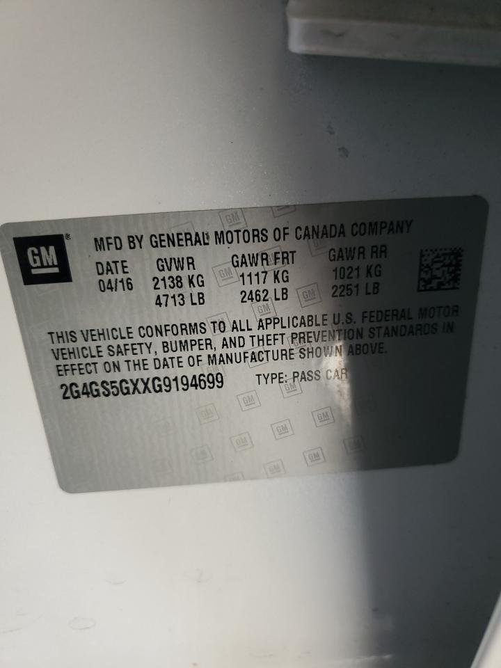 2016 Buick Regal Premium VIN: 2G4GS5GXXG9194699 Lot: 85360735