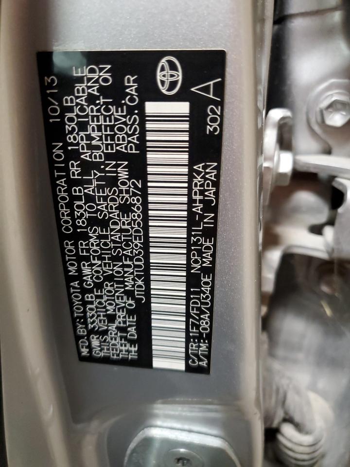 2014 Toyota Yaris VIN: JTDKTUD39ED586872 Lot: 82586945