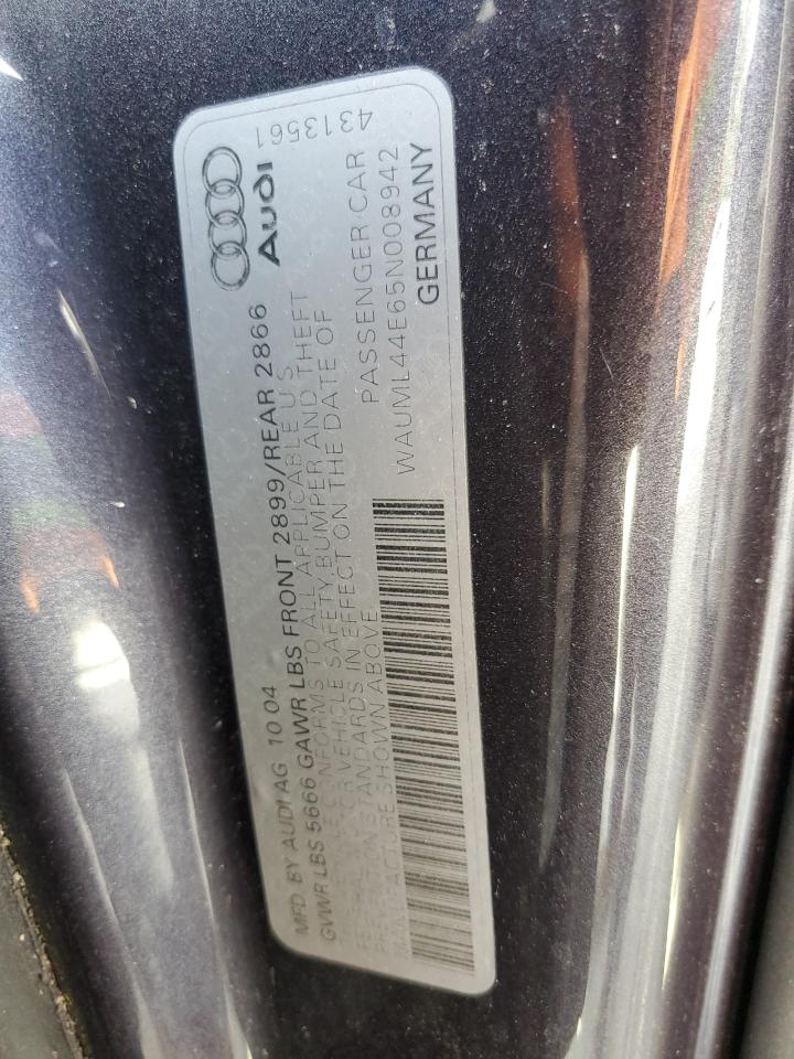 2005 Audi A8 L Quattro VIN: WAUML44E65N008942 Lot: 84882885