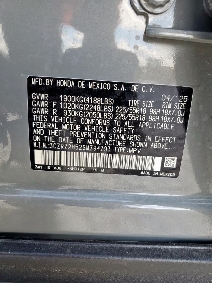 2025 Honda Hr-V Sport VIN: 3CZRZ2H52SM794793 Lot: 82228735