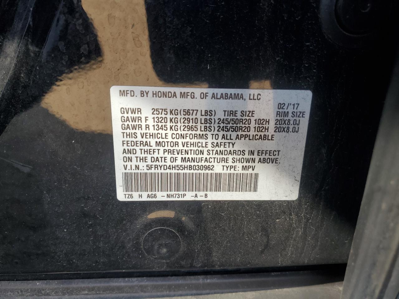 2017 Acura Mdx Technology VIN: 5FRYD4H55HB030962 Lot: 81804485