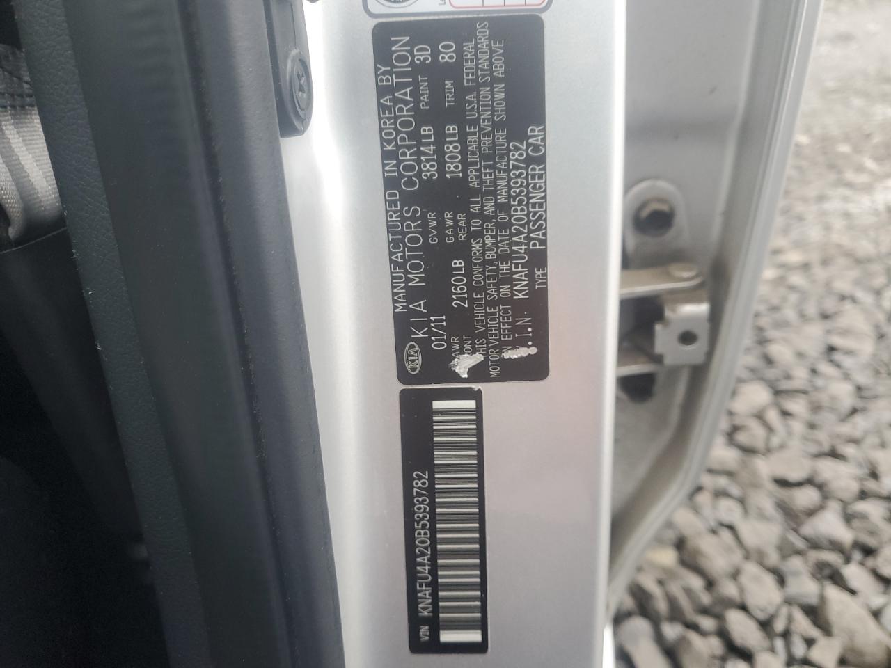 2011 Kia Forte Ex VIN: KNAFU4A20B5393782 Lot: 90685305