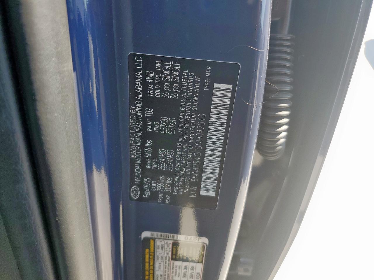 2025 Hyundai Santa Fe Calligraphy VIN: 5NMP54G15SH042043 Lot: 84619905