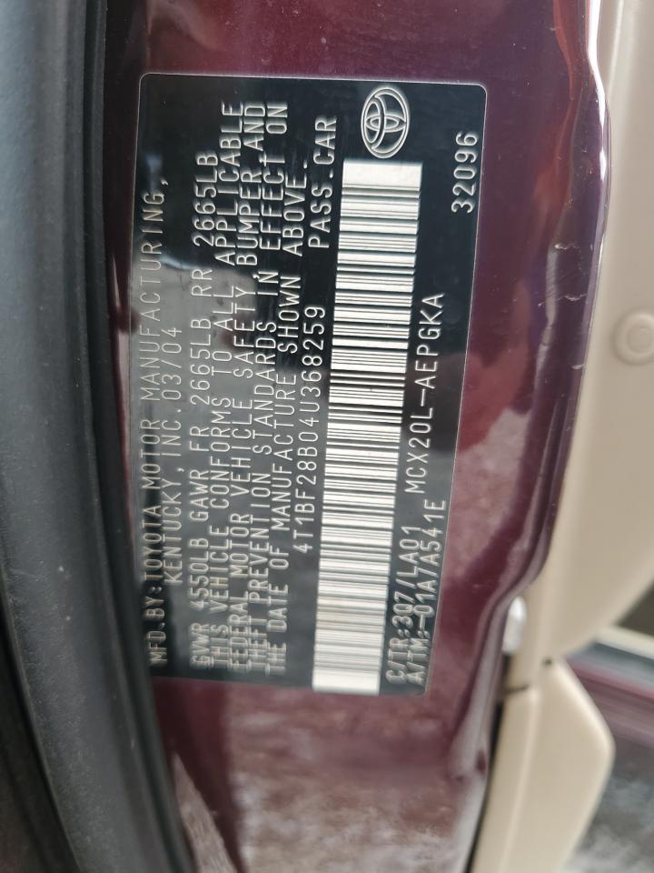 2004 Toyota Avalon Xl VIN: 4T1BF28B04U368259 Lot: 89864155