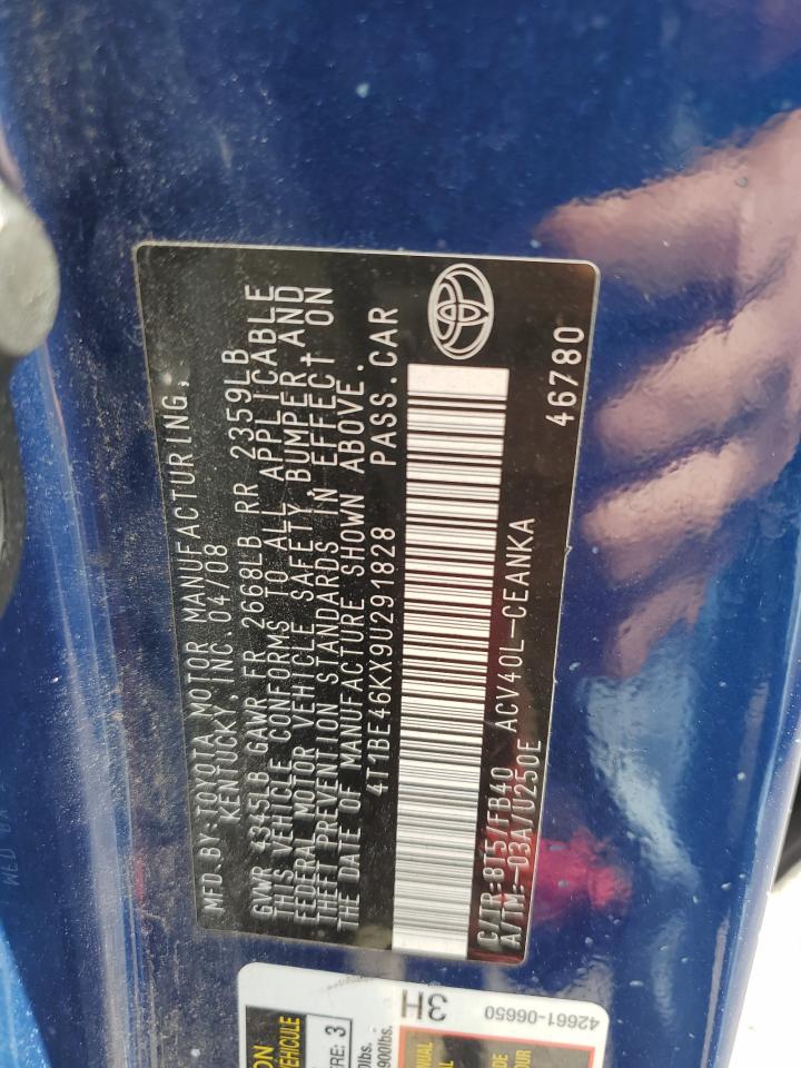 2009 Toyota Camry Base VIN: 4T1BE46KX9U291828 Lot: 82341645