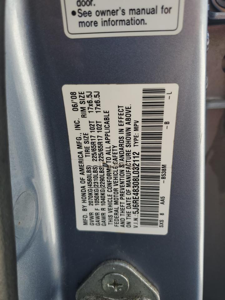 2008 Honda Cr-V Lx VIN: 5J6RE48308L032112 Lot: 84975895