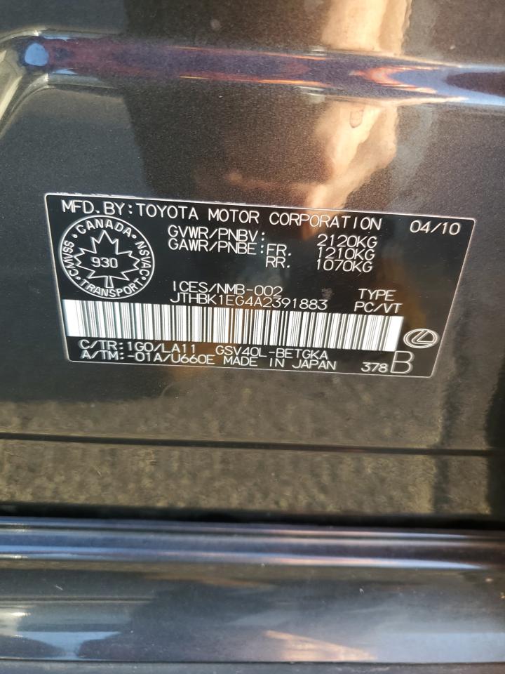 2010 Lexus Es 350 VIN: JTHBK1EG4A2391883 Lot: 85893945