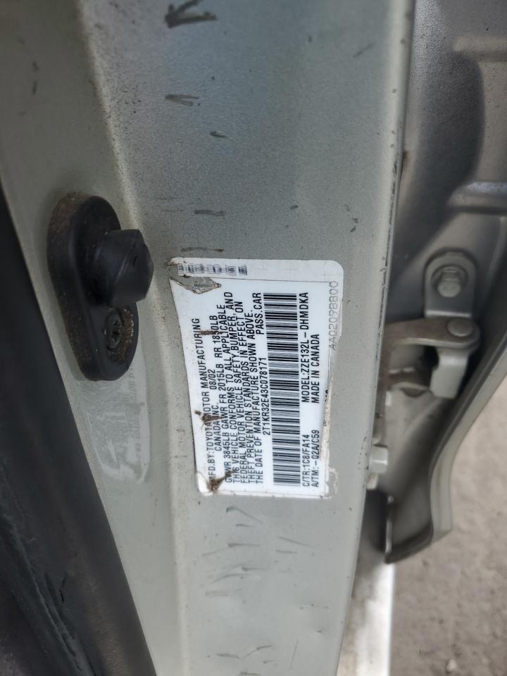 2003 Toyota Corolla Matrix Xr VIN: 2T1KR32E43C078171 Lot: 87394905