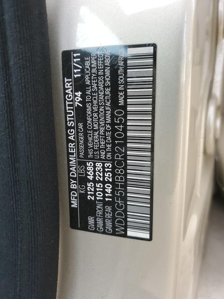 2012 Mercedes-Benz C 350 VIN: WDDGF5HB8CR210450 Lot: 84415455