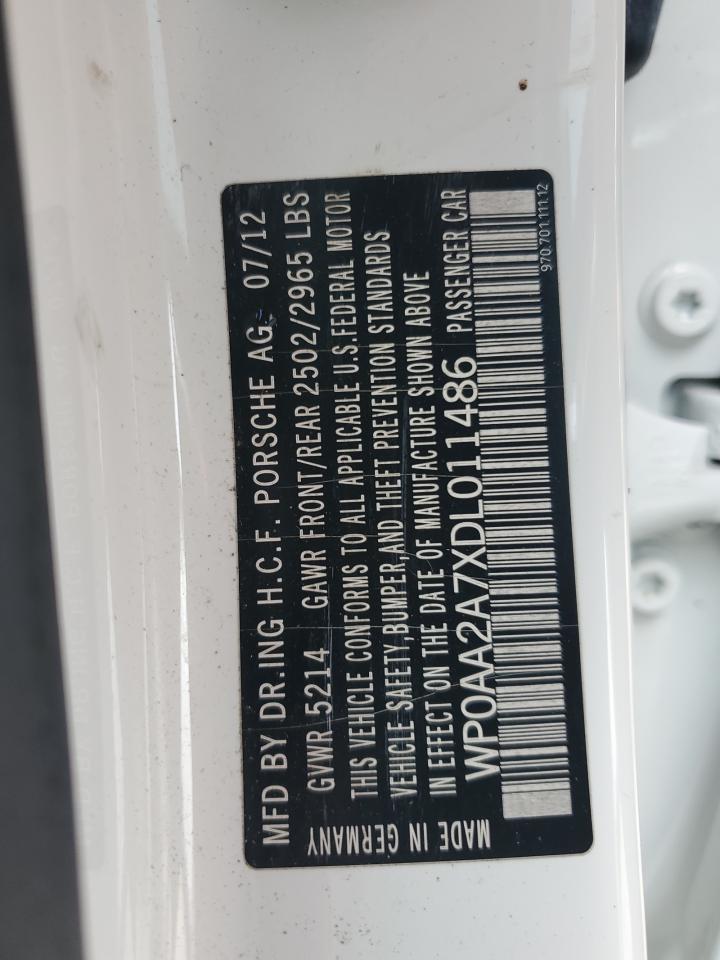 2013 Porsche Panamera 2 VIN: WP0AA2A7XDL011486 Lot: 85568705