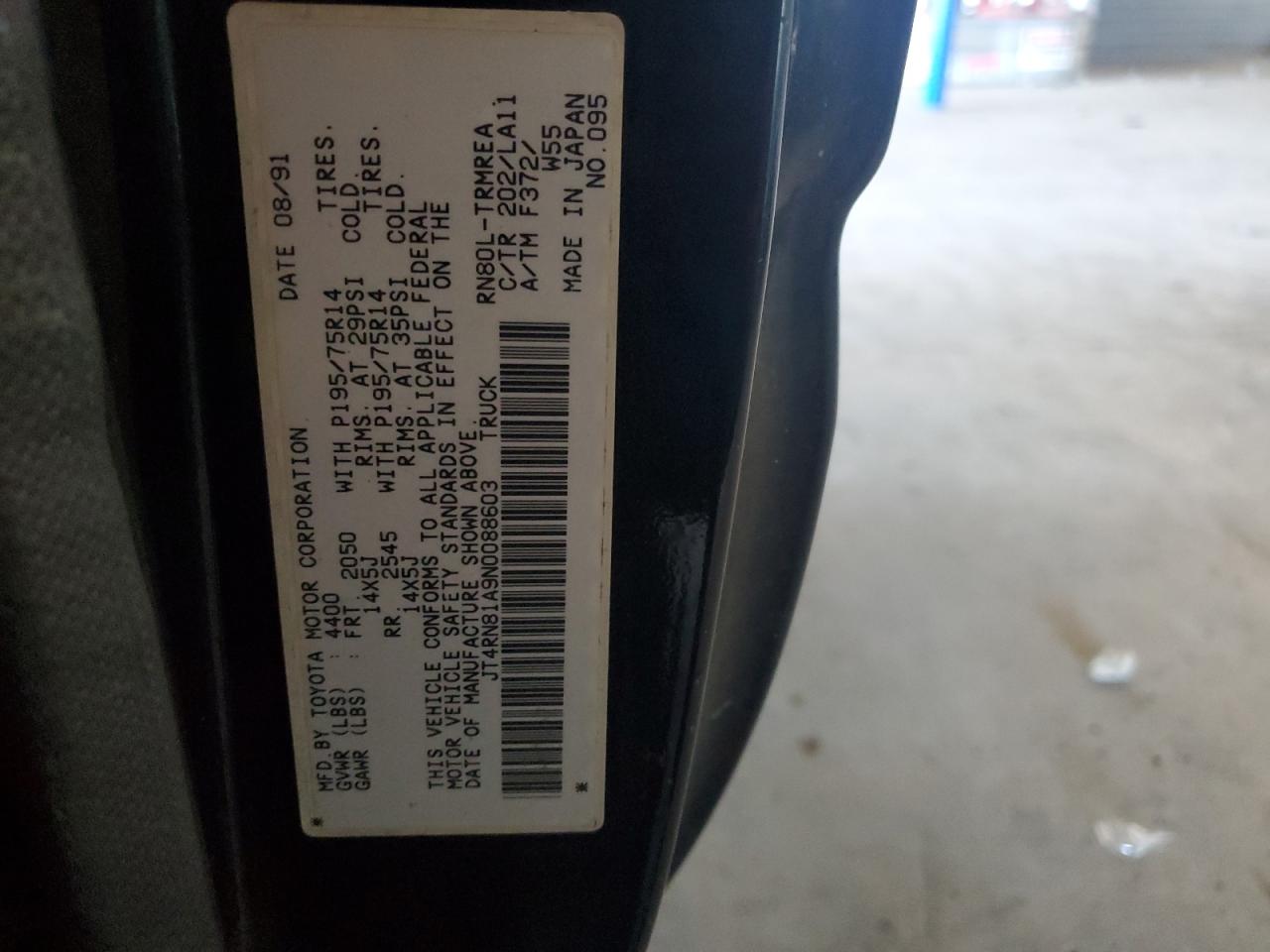 1992 Toyota Pickup 1/2 Ton Short Wheelbase VIN: JT4RN81A9N0088603 Lot: 82313845