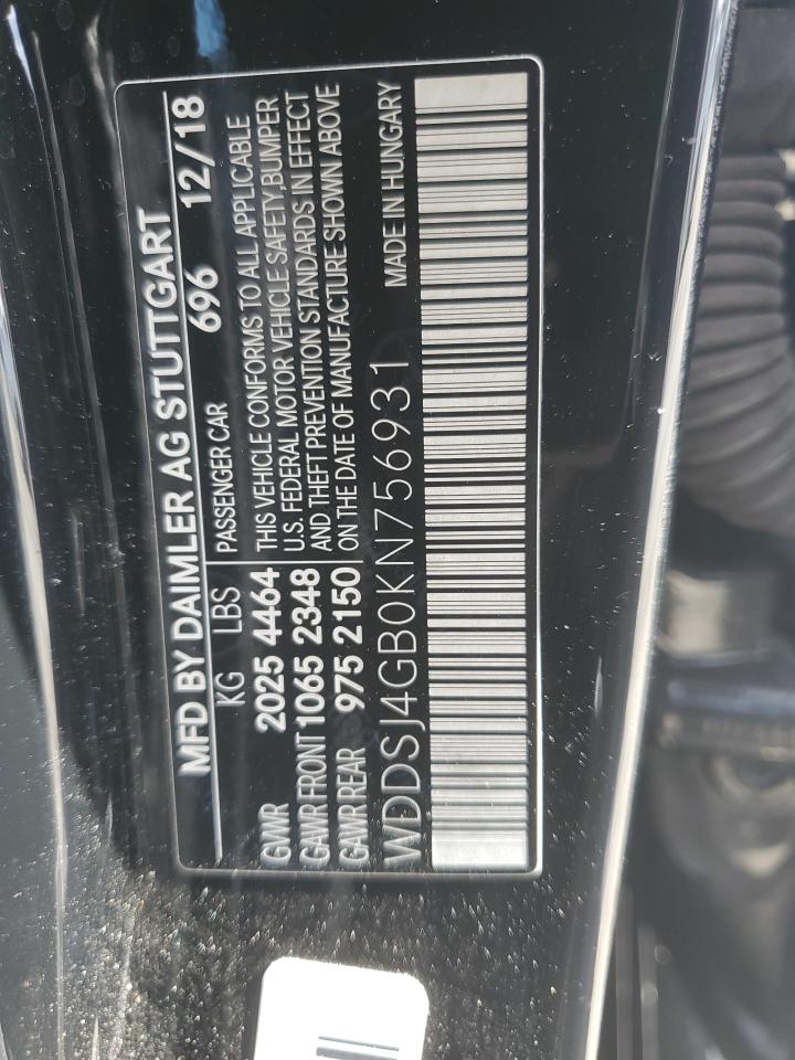 2019 Mercedes-Benz Cla 250 4Matic VIN: WDDSJ4GB0KN756931 Lot: 84703455