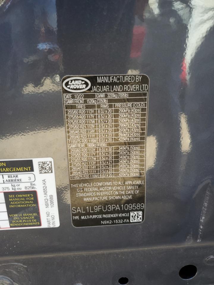 2023 Land Rover Range Rover Sport Dynamic Se VIN: SAL1L9FU3PA109589 Lot: 82218935