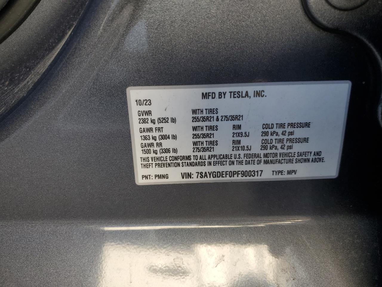 2023 Tesla Model Y VIN: 7SAYGDEF0PF900317 Lot: 82713315