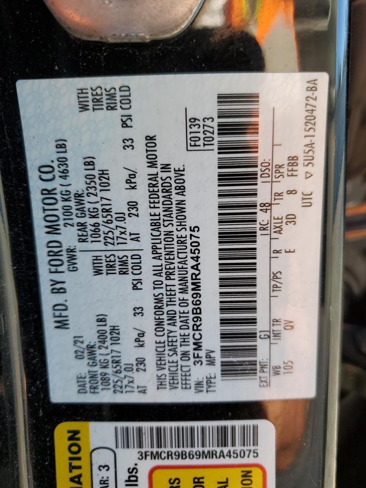 2021 Ford Bronco Sport Big Bend VIN: 3FMCR9B69MRA45075 Lot: 82449805