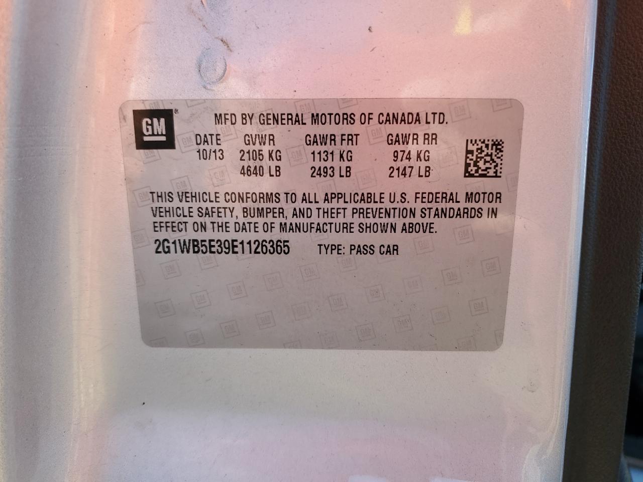 2014 Chevrolet Impala Limited Lt VIN: 2G1WB5E39E1126365 Lot: 85757135