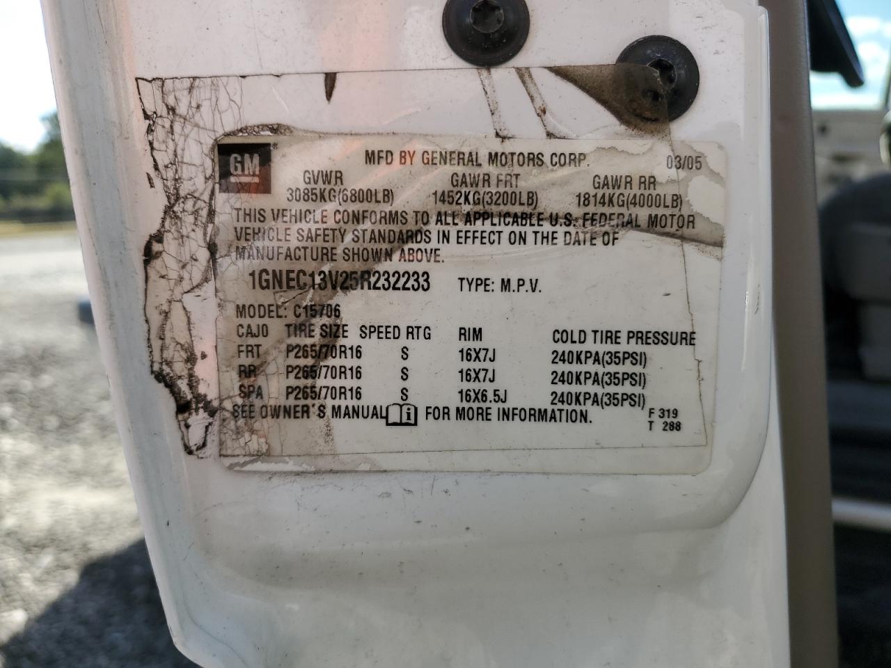 2005 Chevrolet Malibu 1Lt VIN: 1G11C5SL9FF345235 Lot: 85128705