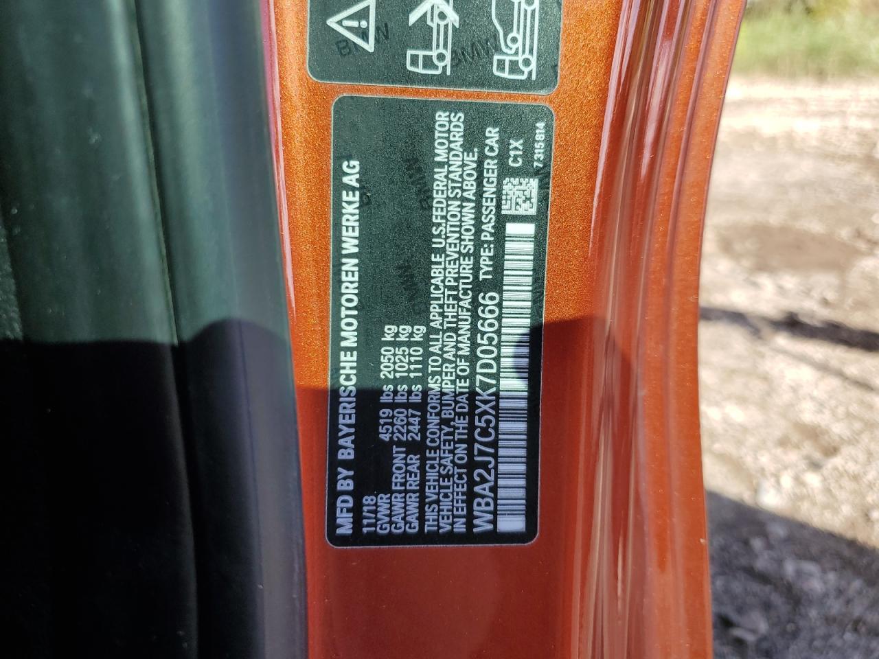 2019 BMW M240Xi VIN: WBA2J7C5XK7D05666 Lot: 85151705