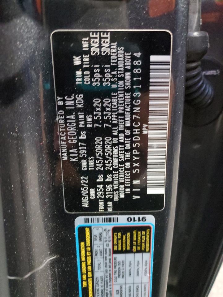 2022 Kia Telluride Sx VIN: 5XYP5DHC7NG311884 Lot: 85547975