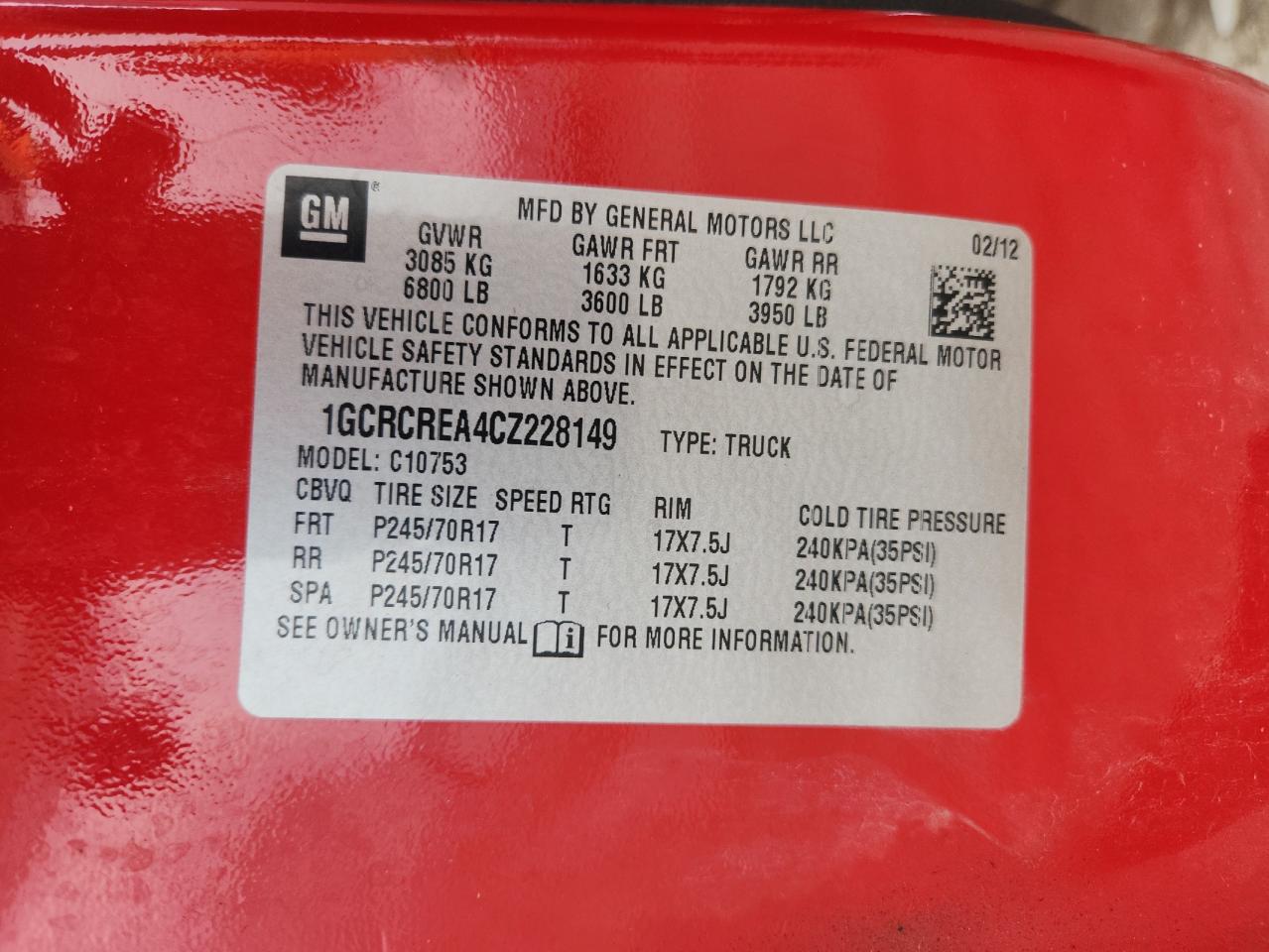 2012 Chevrolet Silverado C1500 Ls VIN: 1GCRCREA4CZ228149 Lot: 85835125
