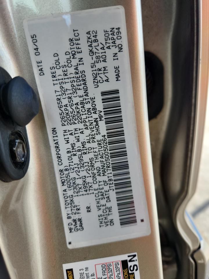 2005 Toyota 4Runner Limited VIN: JTEBT17R050050264 Lot: 84908695