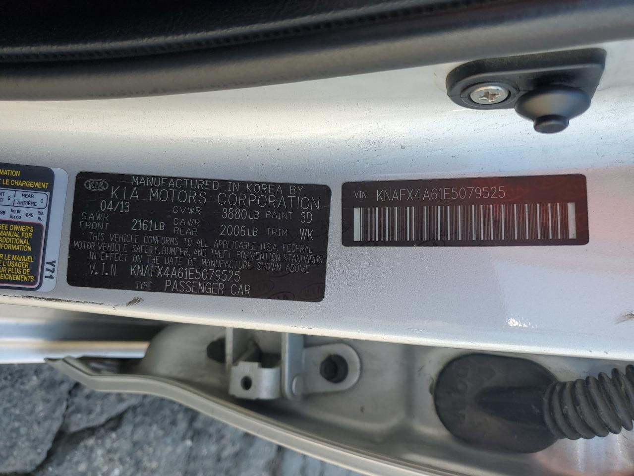 2014 Kia Forte Lx VIN: KNAFX4A61E5079525 Lot: 81995145