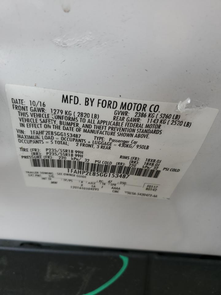 2016 Ford Taurus Sel VIN: 1FAHP2E85GG153487 Lot: 86691985