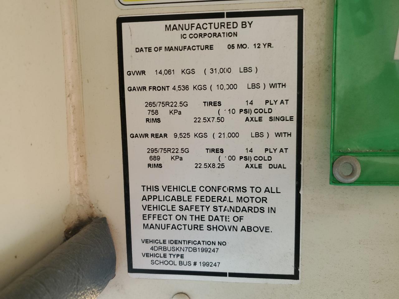 2013 Ic Corporation Ce Series School - School Bus VIN: 4DRBUSKN7DB199247 Lot: 84647065