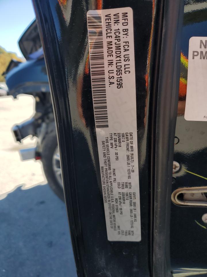 2020 Jeep Cherokee Limited VIN: 1C4PJMDX1LD651595 Lot: 86263675