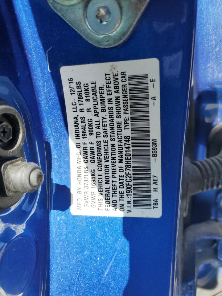 2017 Honda Civic Ex VIN: 19XFC2F78HE014748 Lot: 85094475