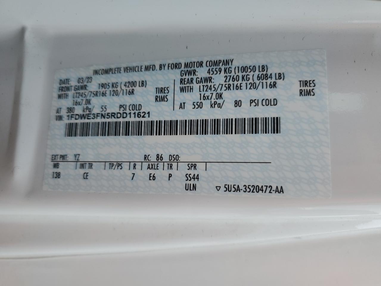 2024 Ford E350 Utility / Service Truck VIN: 1FDWE3FN5RDD11621 Lot: 80655495