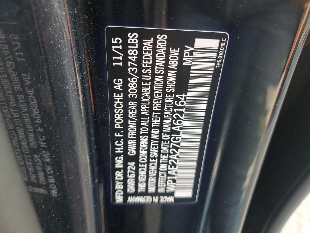 2016 Porsche Cayenne Se Hybrid VIN: WP1AE2A27GLA62164 Lot: 82418625